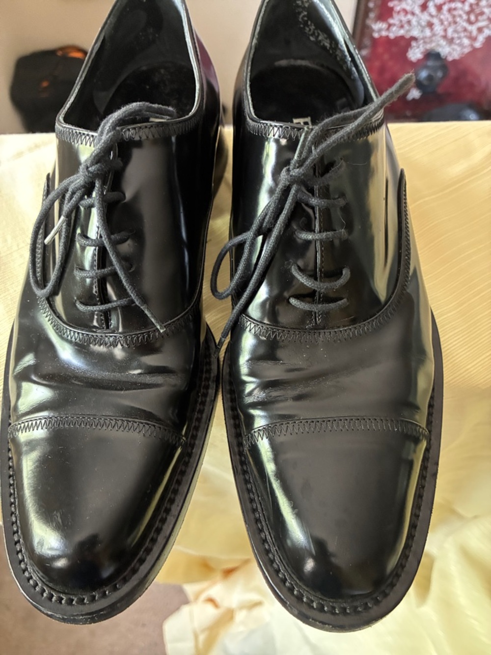 Prada Black Patent Leather Lace-Up Loafers - Picture 2 of 6